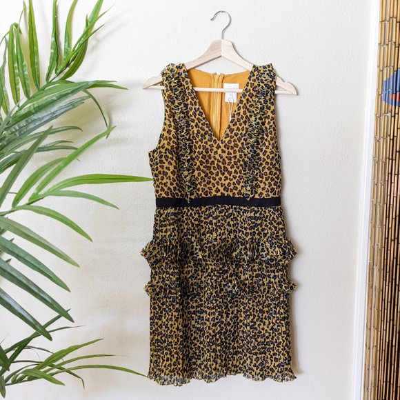 New Foxiedoe Sassa Leopard Printed Cutout Back Fringe Tiered Mini Dress - Picture 2 of 12